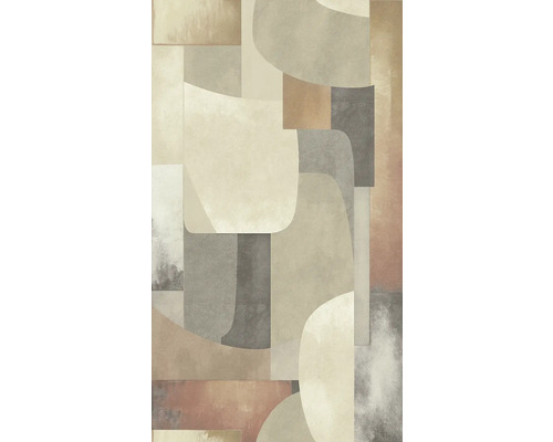 Vliestapete grafisch grau orange braun beige Tapete mit abstraktem Formenmuster in Beige und Braun