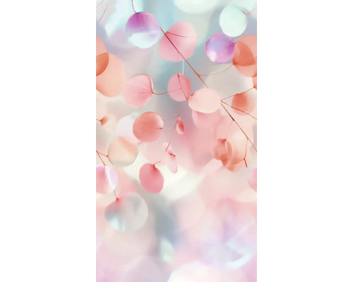 Vliestapete blätter floral natur blau rosa lila Abstrakte Darstellung mit rosa Blütenelementen