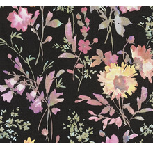 Floral gemustertes Gewebe auf dunklem Grund