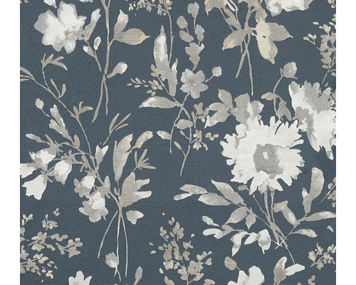 Vliestapete CosmoLiving Blüten glänzend dunkelblau Blumentapete mit Blütenmuster