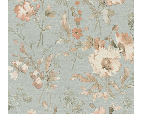 Vliestapete CosmoLiving Blüten glänzend blau Tapete mit floralem Muster