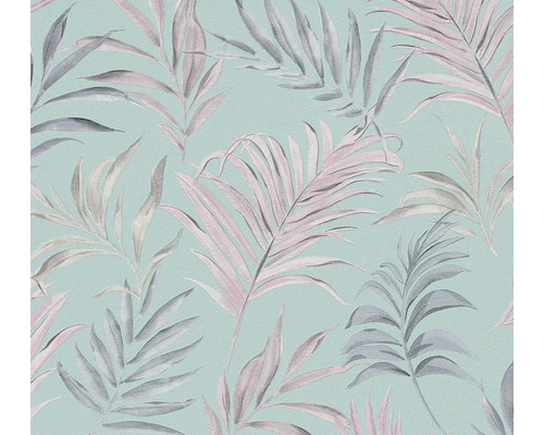 Vliestapete CosmoLiving Palmenblätter hellblau rosa Tapete mit Blätterdesign