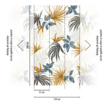 Tapete mit Blättermuster und Größenangaben