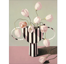 Gemälde mit Tulpen in gestreifter Vase
