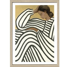 Gerahmtes Bild einer Frau mit gestreiftem Kleid