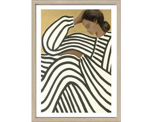 Gerahmtes Bild einer Frau mit gestreiftem Kleid