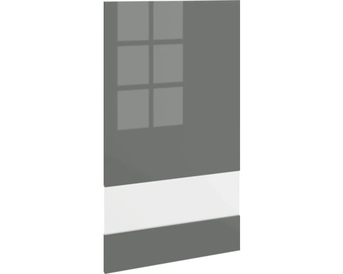PICCANTE Smart Segmentglastür für Oberschrank 50 x 89,2 cm anthrazit glänzend "Q" Möbelfront mit Dekorstreifen