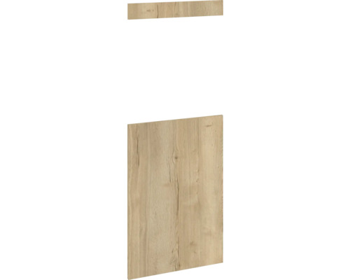 PICCANTE Smart Frontenset Midischrank für Kühlschrank und Backofen 1 Drehtür und 1 Blende Wildeiche Nachbildung mit Dickkante "AK" Holzplatte mit Holzstruktur