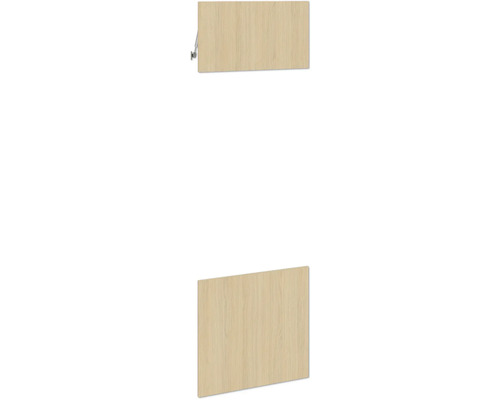 PICCANTE Smart Frontenset Hochschrank für Mikrowelle und Backofen 1 Klappe und 1 Drehtür Eiche hell Nachbildung mit Dickkante "AR" Holzklappe für Möbel mit Beschlag