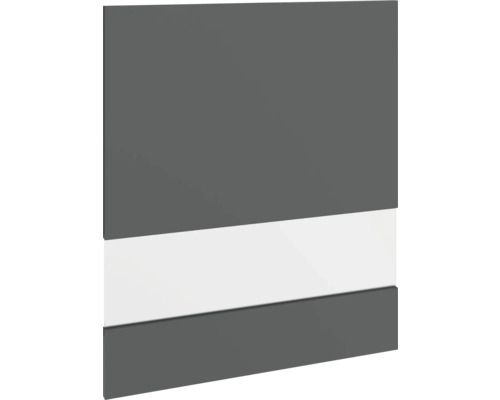 PICCANTE Smart Segmentglastür für Oberschrank 60 x 70 cm anthrazit matt mit Dickkante "P" Graue Möbelfront mit weißem Akzentstreifen