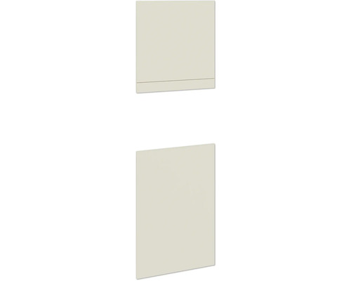 PICCANTE Smart Frontenset Hochschrank für Backofen und Microwelle 2 Drehtüren sandbeige seidenmatt mit Dickkante "AT" Schrankfront