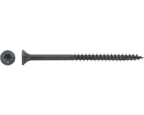 Spanplattenschraube Senkkopf m. I-Stern und Schneidkerbe 4x50 mm HCP schwarz 100 Stück Schraube mit Torx Antrieb und Gewinde bis zur Spitze
