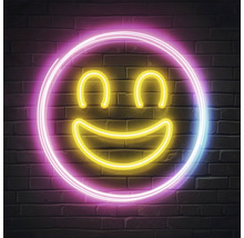 Neonlicht in Form eines lächelnden Gesichts