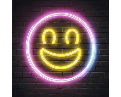 Neonlicht in Form eines lächelnden Gesichts