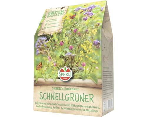 Samenpackung Schnellbegrüner von Sperli mit Abbildung verschiedener Blümen