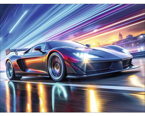 Illustration eines Sportwagens auf einer Straße