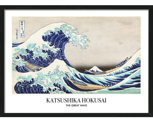 Gerahmtes Bild Hokusai The Great Wave 73x53 cm Gerahmtes Wandbild mit dem Motiv Die große Welle von Katsushika Hokusai