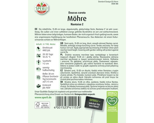 Samenpackung Möhre Nantaise 2 von Sperli
