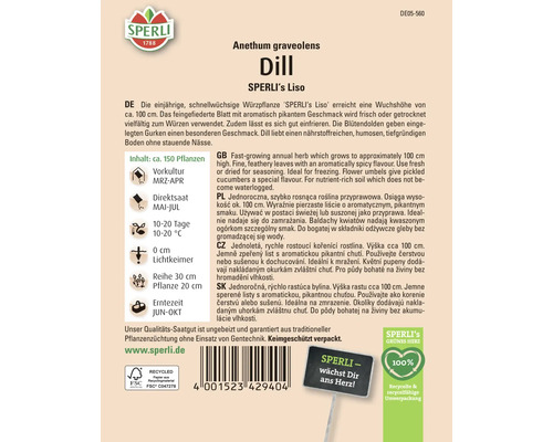 Samenpackung für Dill der Sorte Sperli's Liso