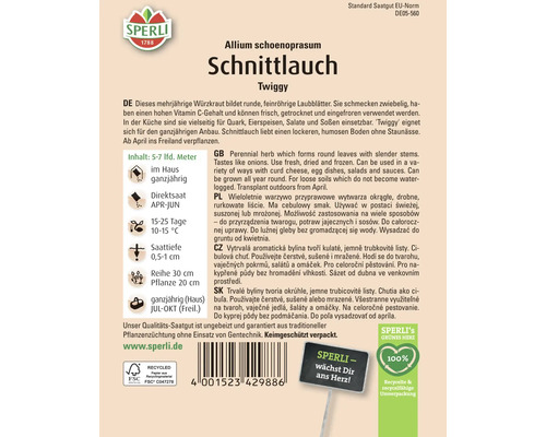 Sperli Schnittlauch Twiggy Saatgutpackung