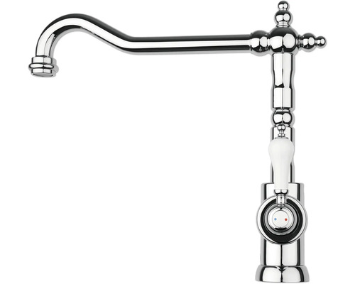 Wasserhahn mit geschwungenem Auslauf und Hebel