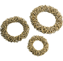 Drei dekorative Kränze aus Rattan
