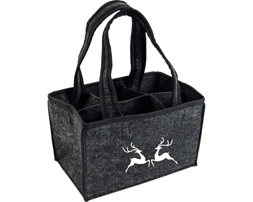 Filz-Flaschentasche mit sechs Fächern und Hirschmotiven