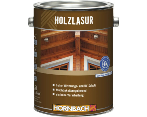 Holzlasur im Metalleimer mit Hornbach Logo