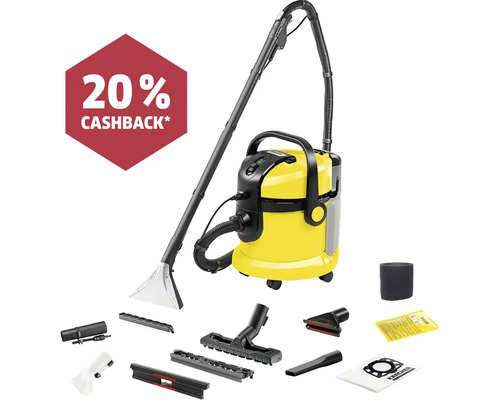 Gelber Waschsauger mit Zubehör und 20 Prozent Cashback Aktion
