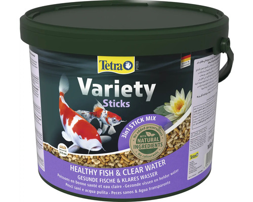 Tetra Pond Variety Sticks Teichfischfutter im Eimer mit 3 in 1 Stick Mix für gesunde Fische und klares Wasser.