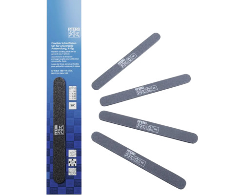 Pferd Schleiffeilen Set für universelle Anwendung, 4-teilig mit Körnungen 80, 120, 240 und 320.