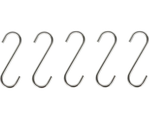 CENTA S-Haken edelstahl matt 5 Stück Fünf S-Haken aus Metall