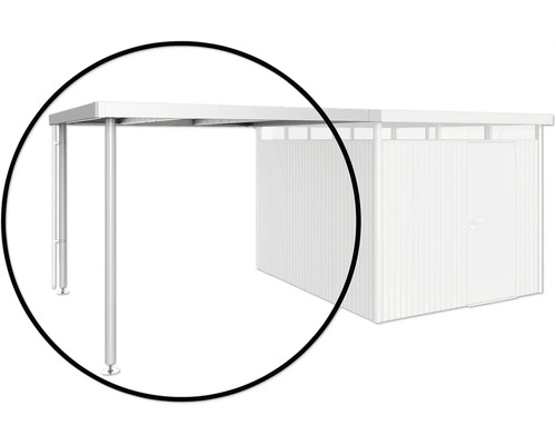 Seitendach Biohort für Gartenhaus HighLine 5 Gr. S 150 x 315 cm silber-metallic Carport mit Gerätehaus zur Unterbringung von Fahrzeugen und Gartengeräten