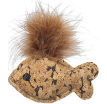 Katzenspielzeug Fisch aus Kork mit Federn