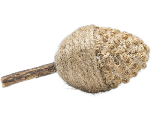 Katzenspielzeug mit Sisalball und Holzstab