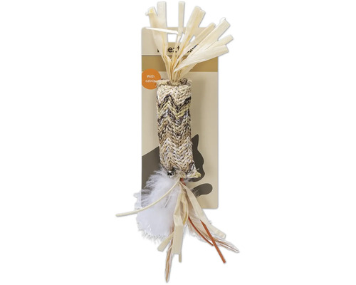 Katzenspielzeug mit Katzenminze, Federn und Rattan
