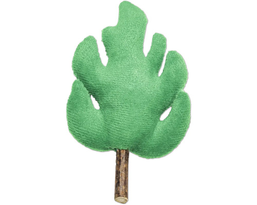 Katzenspielzeug beeztees Dschungelblatt Matatabi mit Katzenminze ca. 12 x 8 x 1 cm Dekorative Monstera Pflanze aus Plüsch mit Stamm