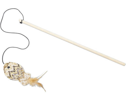 Katzenspielzeug beeztees Katzenangel Plüsch Fisch Salmi mit Katzenminze ca. 40 x 18,5 x 7 cm Katzenangel mit Fischspielzeug und Federn