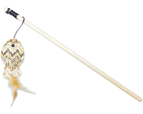 Katzenangel mit Fischspielzeug und Federn