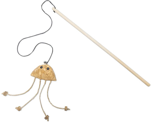 Katzenspielzeug beeztees Katzenangel Oktopus Tako Matatabi mit Katzenminze ca. 40 cm Katzenangel mit Kork-Anhänger und Holzstab