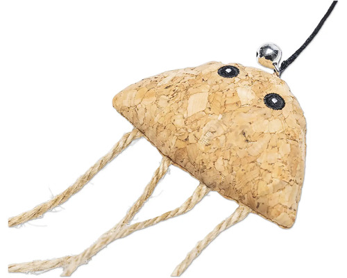 Katzenspielzeug aus Kork mit Seil und Glöckchen