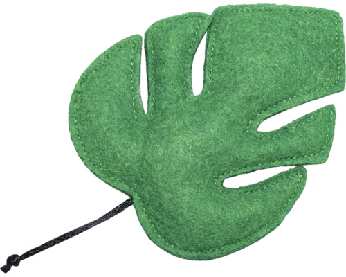 Katzenspielzeug beeztees Dschungelblatt mit Katzenminze ca. 13 x 7 x 1 cm Monstera Blatt aus Filz mit Kordel