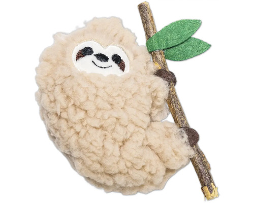 Katzenspielzeug beeztees Dschungel Matatabi Faultier mit Katzenminze ca. 10 x 8 x 3 cm Plüschtier Faultier, das an einem Ast hängt