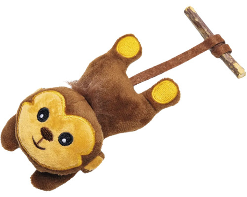 Katzenspielzeug beeztees Dschungel Matatabi Affe mit Katzenminze ca. 16 x 7 x 5 cm Plüschtier Affe mit Holzstange