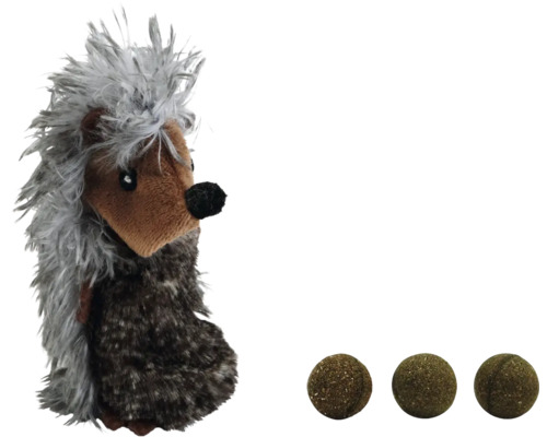 Katzenspielzeug beeztees Spielzeug Igel mit Catnipball inkl. Katzenminze-Bällen ca. 11 x 3 x3 cm Spielzeug-Igel mit drei Katzenminzebällen
