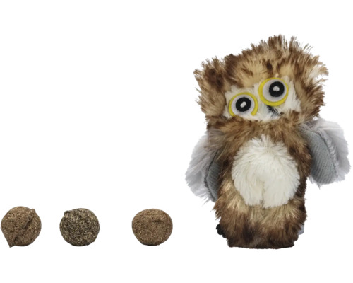 Katzenspielzeug beeztees Spielzeug Eule mit Catnipball inkl. Katzenminze-Bällen ca. 18 x 10 x 3 cm Plüsch-Eule mit Spielbällen