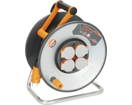 Brennenstuhl Kabeltrommel IP 44 H07RN-F 33 m Kabeltrommel mit vier Steckdosen und 33 Metern Kabellänge