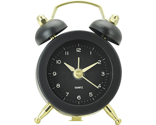 Miniwecker schwarz 5,4x7,6x2,4 cm Schwarzer Wecker mit Glocken