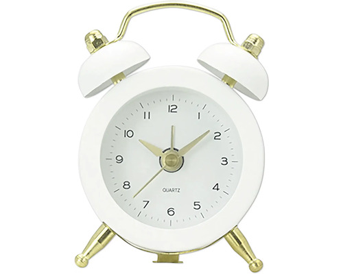 Miniwecker weiß 5,4x7,6x2,4 cm Weißer Wecker mit Glocken