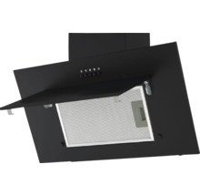 Schwarze Dunstabzugshaube mit Metallfettfilter